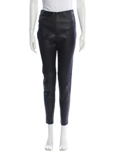 Pre-owned Weekend Max Mara Lamb Leather Skinny Leg Pants In Black