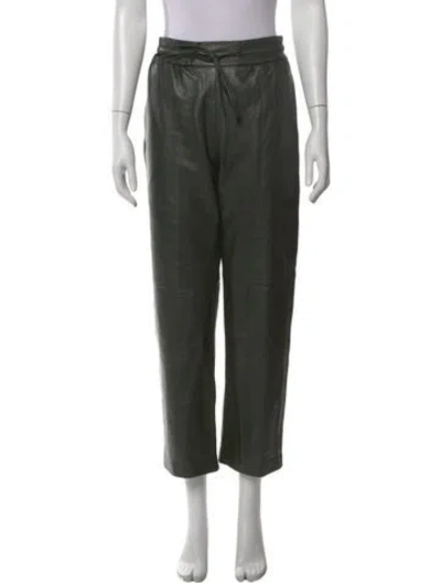 Pre-owned Weekend Max Mara Lamb Leather Straight Leg Pants W/ Tags In Green