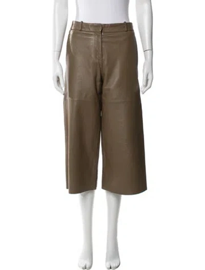 Pre-owned Weekend Max Mara Lamb Leather Wide Leg Pants In Blue