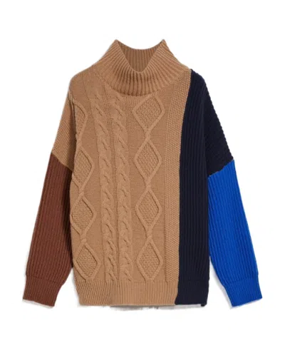 Weekend Max Mara Lambert Shearing Wool Sweater In Brown