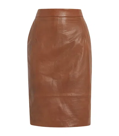 Weekend Max Mara Lambskin Midi Skirt In Brown