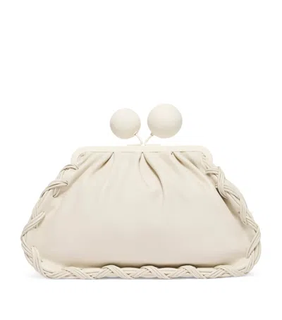 Weekend Max Mara Lambskin Pasticcino Clutch Bag In White