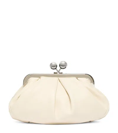 Weekend Max Mara Lambskin Pasticcino Clutch Bag In White