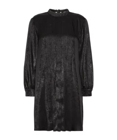 Weekend Max Mara Laminated Chiffon Short Dress In Black
