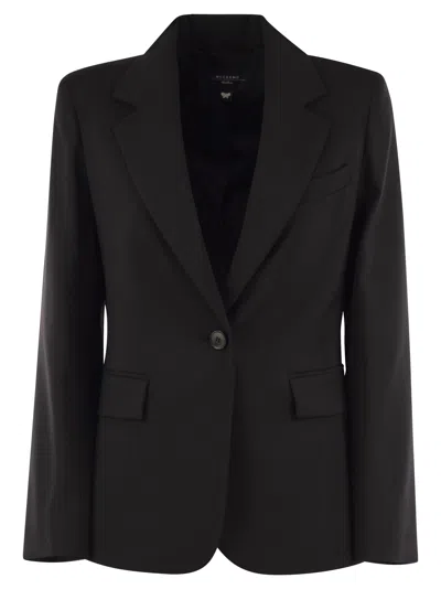 Weekend Max Mara Lamine Natural Stretch Wool Blazer In Black