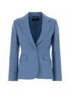 Weekend Max Mara Tailored Suit Jacket Buttoned Cuffs Flap Pockets In Blue