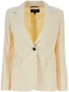 Weekend Max Mara Wool Lamine Blazer With Flap Pockets And Lapels In Neutrals