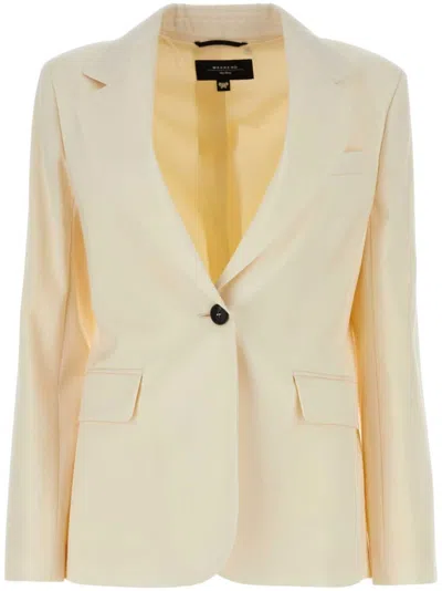 Weekend Max Mara Lamine Wool Blazer In White