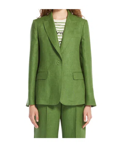 Weekend Max Mara Lapel Long Sleeve Blazer In Green
