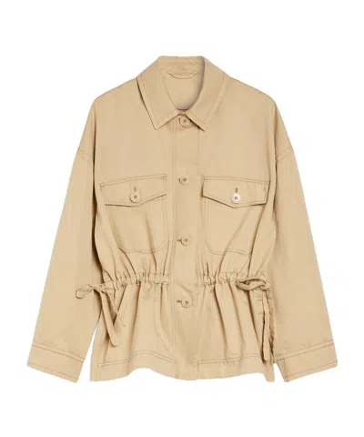 Weekend Max Mara Lapel Long Sleeve Casual Jacket In Nude