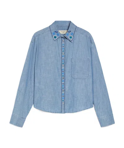 Weekend Max Mara Lapel Long-sleeved Shirt In Blue