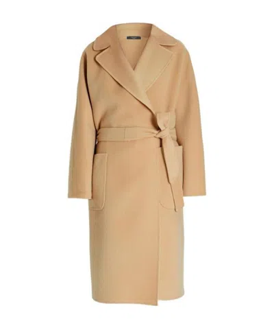 Weekend Max Mara Lapel Strap Coat In Nude