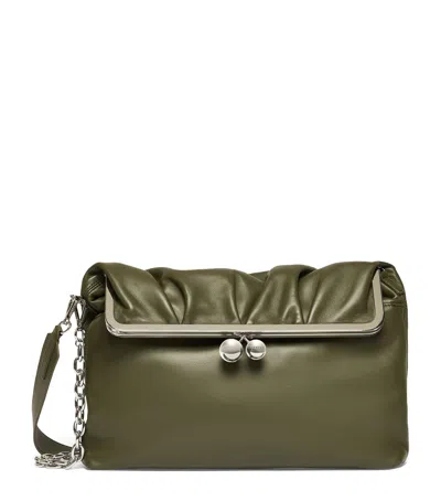 Weekend Max Mara Large Leather Pasticcino Shoulder Bag In Green