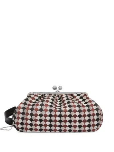 Weekend Max Mara Large Pasticcino Bag In Linen, Silk And Cotton Jacquard In Brown