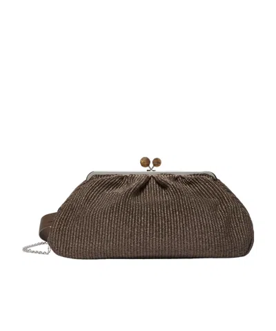 Weekend Max Mara Large Raffia-effect Pasticcino Bag In Dark Brown