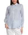 Weekend Max Mara Striped Motif Cotton Poplin Shirt In Blue