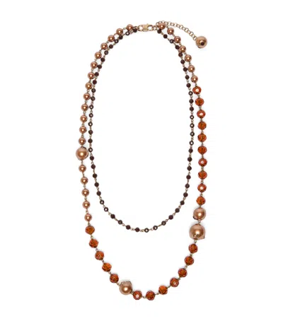 Weekend Max Mara Layered Bead Necklace In Brown