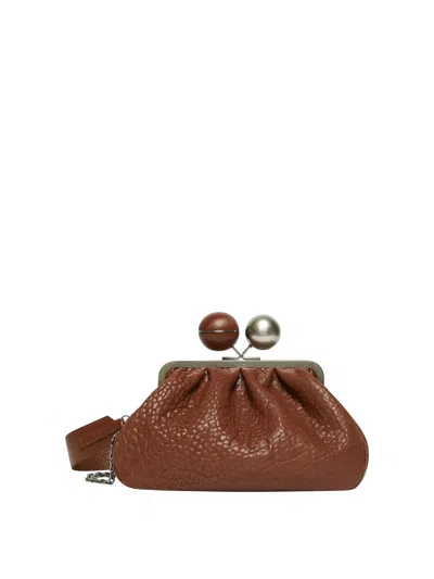 Weekend Max Mara Leaded Leather Pastry Bag In Brown