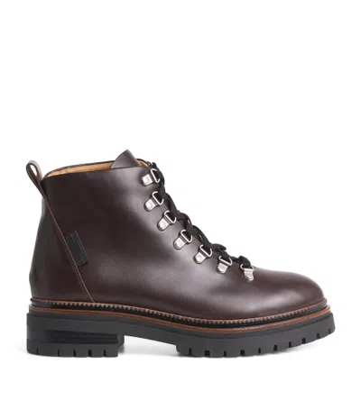 Weekend Max Mara Leather Ankle Boots In Brown