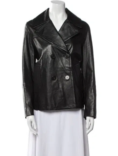Pre-owned Weekend Max Mara Leather Biker Jacket In Black