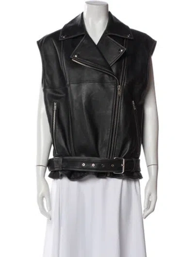 Pre-owned Weekend Max Mara Leather Biker Jacket In Black