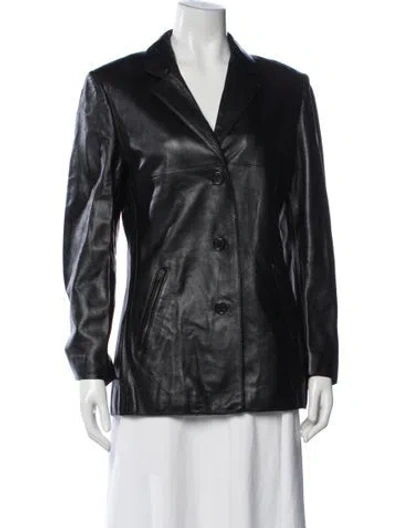 Pre-owned Weekend Max Mara Leather Biker Jacket In Black