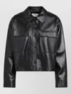 Weekend Max Mara Button-front Nappa Leather Jacket In Black