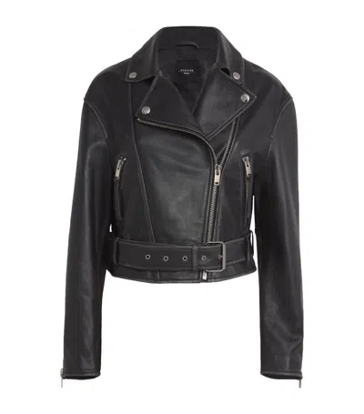 Weekend Max Mara Saletta Belted Leather Biker Jacket In Black