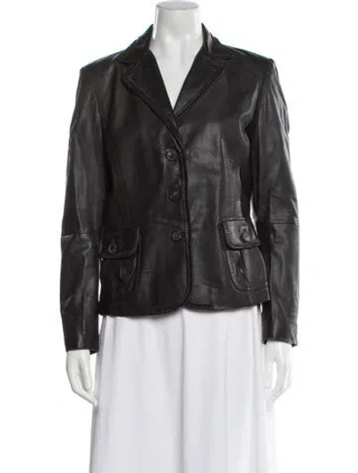 Pre-owned Weekend Max Mara Leather Blazer In Black