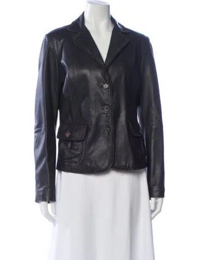 Pre-owned Weekend Max Mara Leather Blazer In Gray