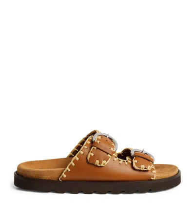 WEEKEND MAX MARA LEATHER BUCKLED SANDALS