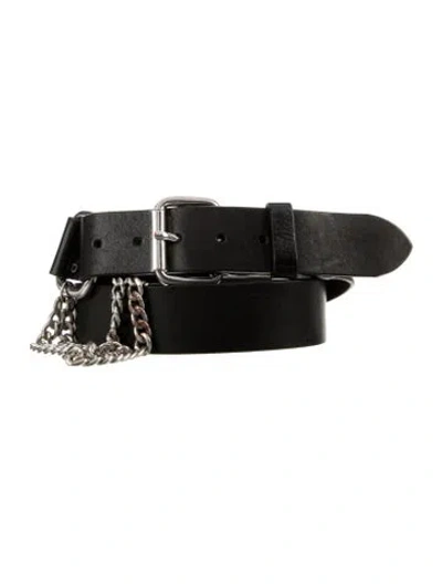 Pre-owned Weekend Max Mara Leather Chain-link Accents Belt In Black