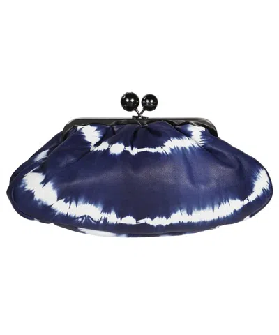 Weekend Max Mara Leather Clutch In Blue