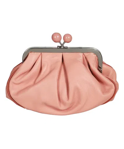 Weekend Max Mara Leather Clutch In Pink
