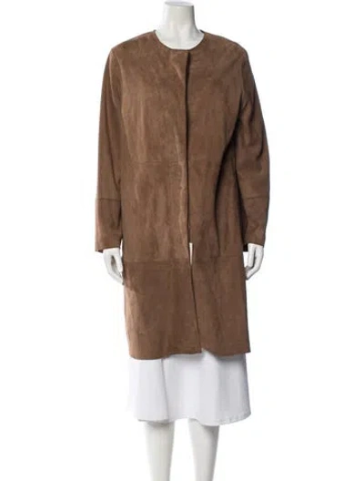 Pre-owned Weekend Max Mara Leather Coat In Brown