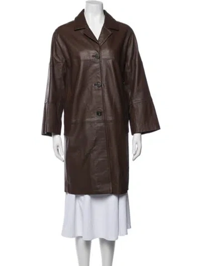 Pre-owned Weekend Max Mara Leather Coat W/ Tags In Brown