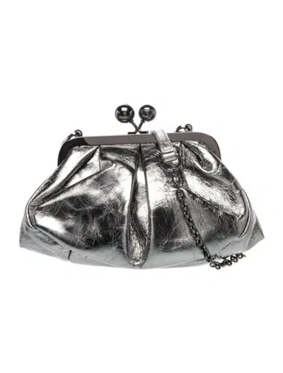 Pre-owned Weekend Max Mara Leather Crossbody Bag In Grey/metallic