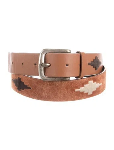 Pre-owned Weekend Max Mara Leather Embroidered Accent Belt In Brown