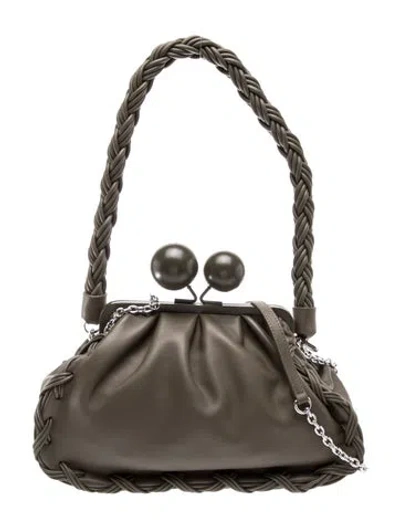 Pre-owned Weekend Max Mara Leather Evening Bag In Gray