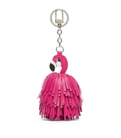 Weekend Max Mara Leather Flamingo Keyring In Pink