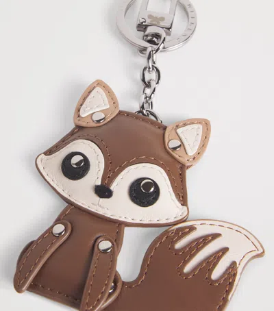 Weekend Max Mara Leather Fox Key Ring In Brown