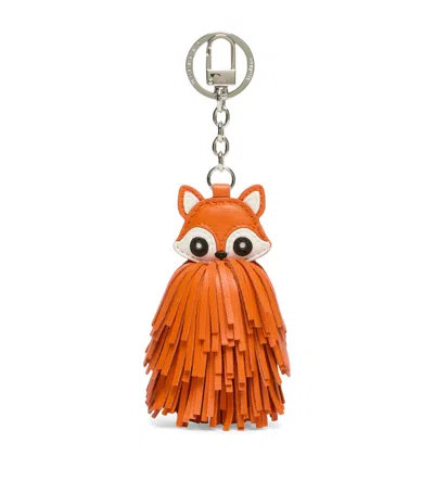 Weekend Max Mara Leather Fox Keyring In Orange