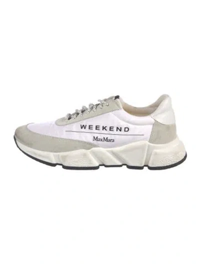 Pre-owned Weekend Max Mara Leather Graphic Print Chunky Sneakers In Neutral