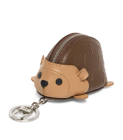 Weekend Max Mara Leather Hedgehog Purse Bag Chain In Brown