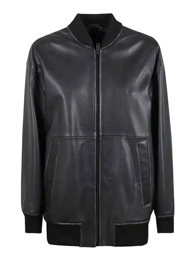 Weekend Max Mara Leather Jacket In Black