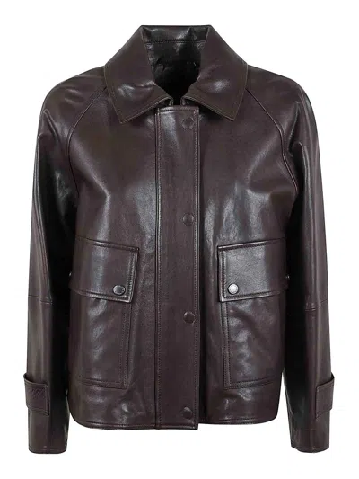 Weekend Max Mara Leather Jacket In Brown