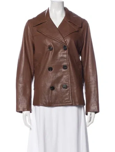 Pre-owned Weekend Max Mara Leather Jacket In Brown