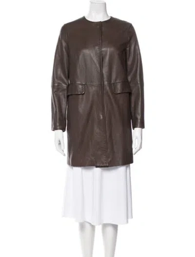 Pre-owned Weekend Max Mara Leather Jacket In Brown