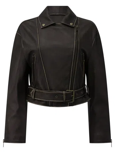 Weekend Max Mara Leather Jacket With Belt In Brown