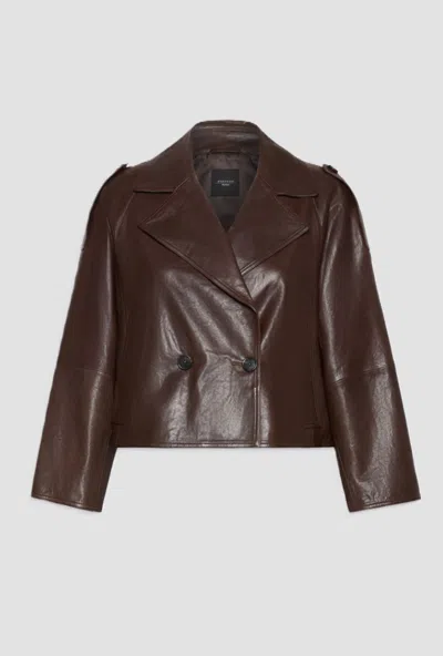 Weekend Max Mara Leather Jacket Woman Chocolate In Multi